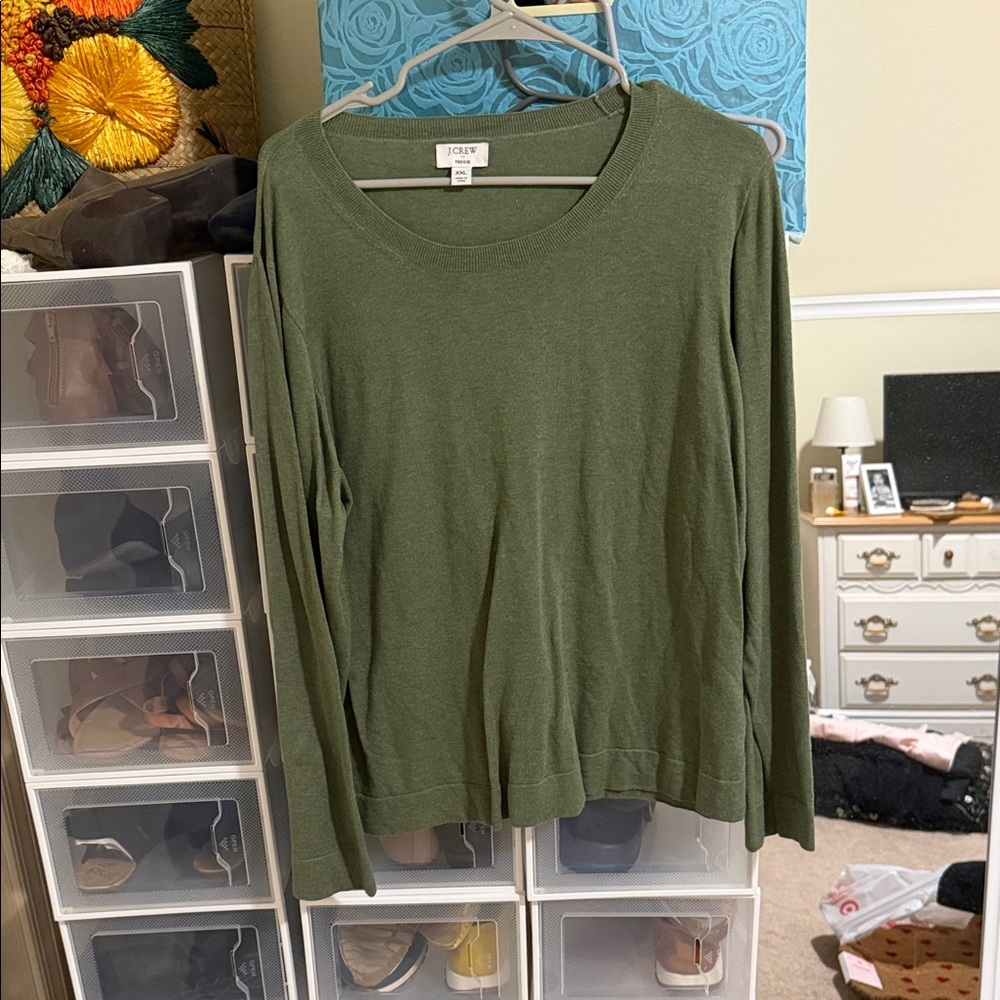 J. Crew Olive Green Crew Neck Sweater
